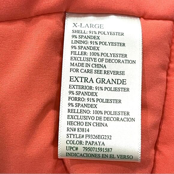 Tangerine Quilted Puffer Vest w/ Pockets & 2-Position Front Zipper in Papaya XL - Picture 11 of 13